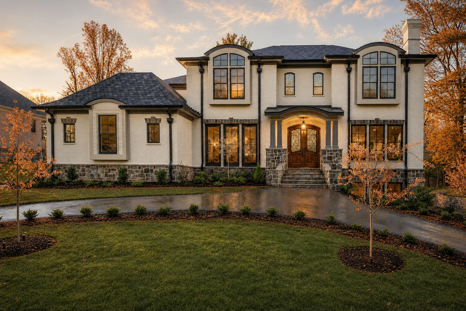 Representative custom Northern Virginia home in autumn
