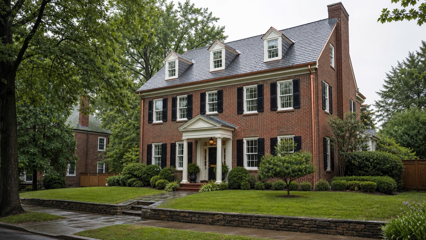Colonial roof, flashing, and copper gutter work