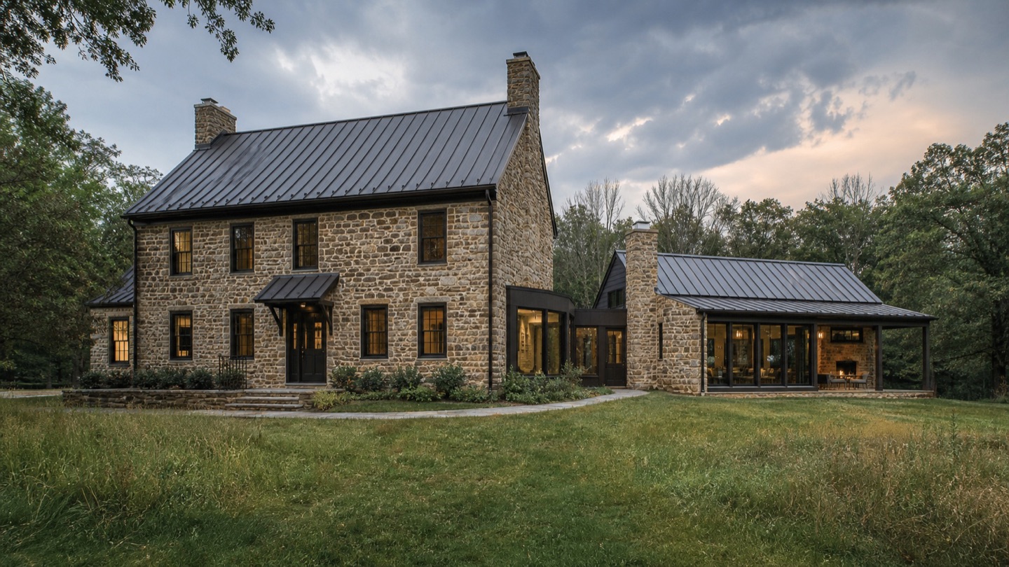 Fieldstone house standing seam roof